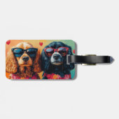 Cocker Spaniel Met Hartrozen Valentijnsdag  Bagagelabel (Achterkant horizontaal)