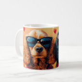 Cocker Spaniel Met Hartrozen Valentijnsdag Koffiemok (Voorkant links)