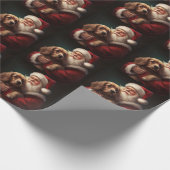 Cocker Spaniel met Kerstman Festive Kerstmis Cadeaupapier (Hoek)
