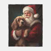 Cocker Spaniel met Kerstman Festive Kerstmis Fleece Deken (Voorkant)