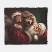 Cocker Spaniel met Kerstman Festive Kerstmis Fleece Deken (Voorkant (Horizontaal))