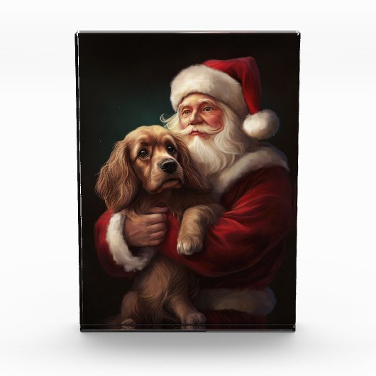 Cocker Spaniel met Kerstman Festive Kerstmis Fotoblokken (Voorkant)