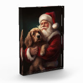 Cocker Spaniel met Kerstman Festive Kerstmis Fotoblokken (Links)
