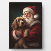 Cocker Spaniel met Kerstman Festive Kerstmis Fotoplaat (voorkant)