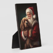 Cocker Spaniel met Kerstman Festive Kerstmis Fotoplaat (Zijkant)