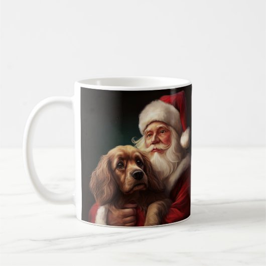Cocker Spaniel met Kerstman Festive Kerstmis Koffiemok (Links)