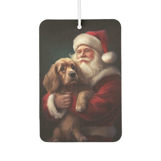 Cocker Spaniel met Kerstman Festive Kerstmis Luchtverfrisser (Voorkant)
