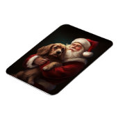 Cocker Spaniel met Kerstman Festive Kerstmis Magneet (Linkerzijde)