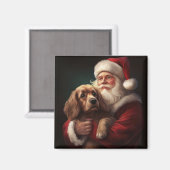 Cocker Spaniel met Kerstman Festive Kerstmis Magneet (Voorkant / Achterkant)