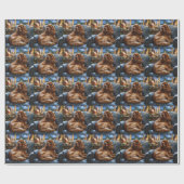 Cocker Spaniel met kerstverlichting Vakantie Cadeaupapier (Vlak)