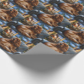Cocker Spaniel met kerstverlichting Vakantie Cadeaupapier (Hoek)