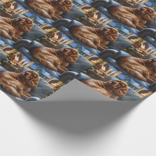 Cocker Spaniel met kerstverlichting Vakantie Cadeaupapier (Hoek)