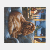 Cocker Spaniel met kerstverlichting Vakantie Fleece Deken (Voorkant (Horizontaal))