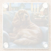 Cocker Spaniel met kerstverlichting Vakantie Glazen Onderzetter (Achterkant)