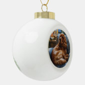 Cocker Spaniel met kerstverlichting Vakantie Keramische Bal Ornament (Links)