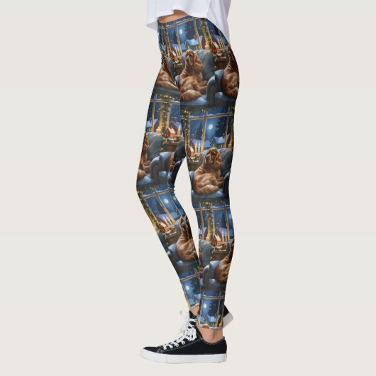 Cocker Spaniel met kerstverlichting Vakantie Leggings (Links)