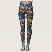 Cocker Spaniel met kerstverlichting Vakantie Leggings (Voorkant)
