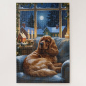Cocker Spaniel met kerstverlichting Vakantie Legpuzzel (Verticaal)