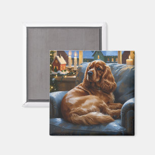 Cocker Spaniel met kerstverlichting Vakantie Magneet