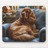 Cocker Spaniel met kerstverlichting Vakantie Muismat (Voorkant)