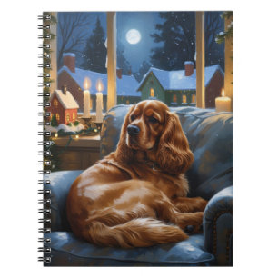 Cocker Spaniel met kerstverlichting Vakantie Notitieboek