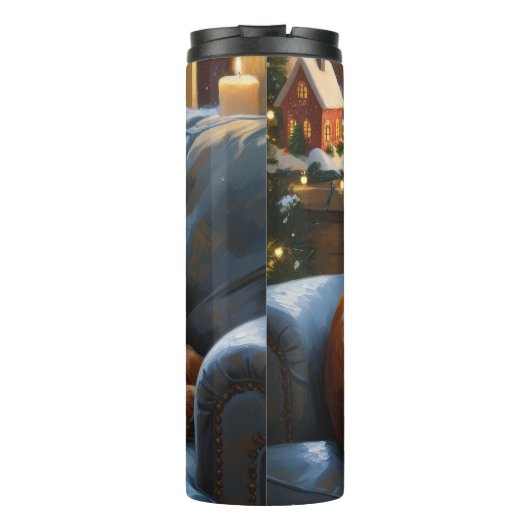 Cocker Spaniel met kerstverlichting Vakantie Thermosbeker (Achterkant)