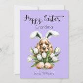 Cocker Spaniel Met Konijnenoren Gelukkig Pasen Feestdagenkaart (Voorkant)