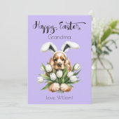 Cocker Spaniel Met Konijnenoren Gelukkig Pasen Feestdagenkaart (Staand voorkant)