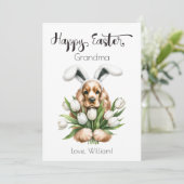 Cocker Spaniel Met Konijnenoren Gelukkig Pasen Feestdagenkaart (Staand voorkant)