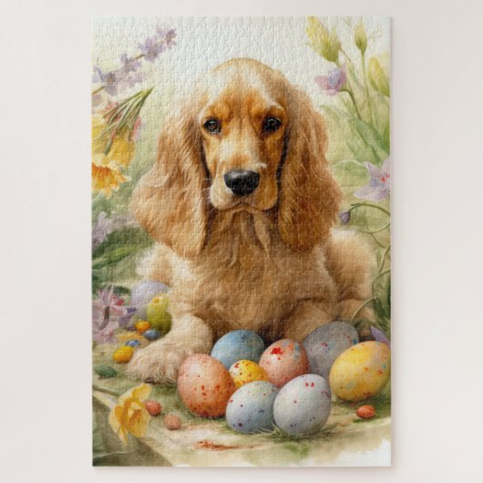 Cocker Spaniel met Paaseieren Vakantie Legpuzzel (Verticaal)