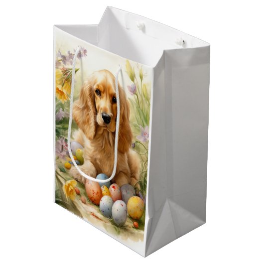 Cocker Spaniel met Paaseieren Vakantie Medium Cadeauzakje (Voorkant Gekanteld)