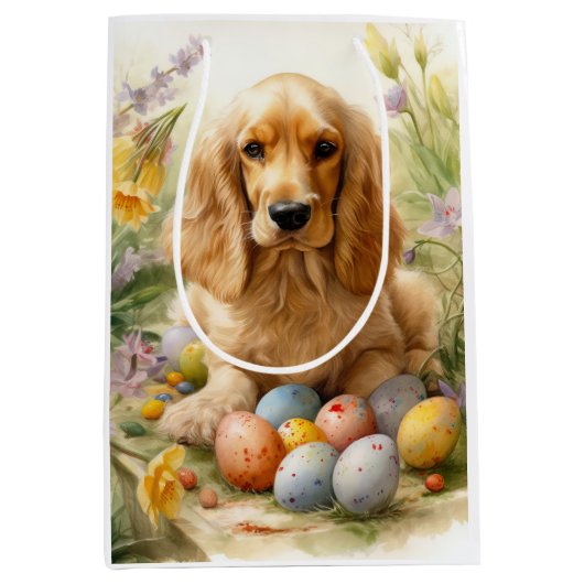 Cocker Spaniel met Paaseieren Vakantie Medium Cadeauzakje (Voorkant)