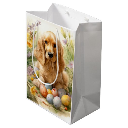 Cocker Spaniel met Paaseieren Vakantie Medium Cadeauzakje (Achterkant Gekanteld)
