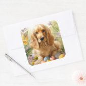 Cocker Spaniel met Paaseieren Vakantie Vierkante Sticker (Envelop)