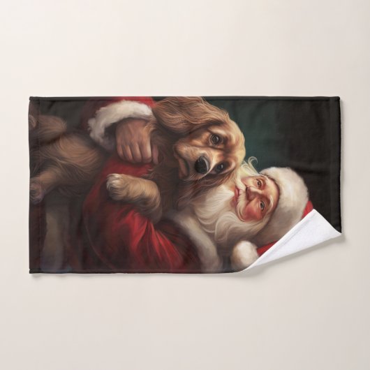 Cocker Spaniel Met Sinterklaas Feestelijke Kerstmi Bad Handdoek (Handdoek)