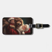 Cocker Spaniel Met Sinterklaas Feestelijke Kerstmi Bagagelabel (Voorkant horizontaal)