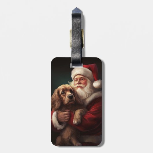 Cocker Spaniel Met Sinterklaas Feestelijke Kerstmi Bagagelabel (Achterkant verticaal)