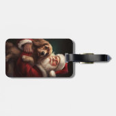 Cocker Spaniel Met Sinterklaas Feestelijke Kerstmi Bagagelabel (Achterkant horizontaal)