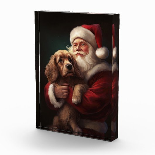 Cocker Spaniel Met Sinterklaas Feestelijke Kerstmi Fotoblokken (Rechts)