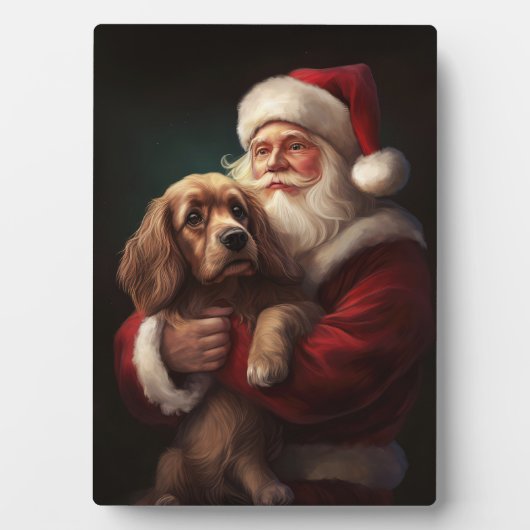 Cocker Spaniel Met Sinterklaas Feestelijke Kerstmi Fotoplaat (voorkant)
