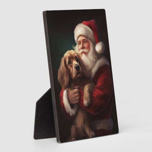 Cocker Spaniel Met Sinterklaas Feestelijke Kerstmi Fotoplaat (Zijkant)