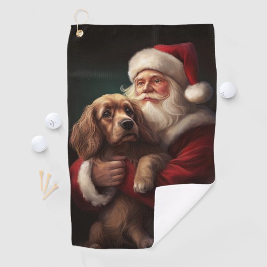 Cocker Spaniel Met Sinterklaas Feestelijke Kerstmi Golfhanddoek (Insitu)