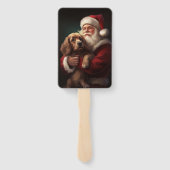 Cocker Spaniel Met Sinterklaas Feestelijke Kerstmi Handwaaier (Achterkant)