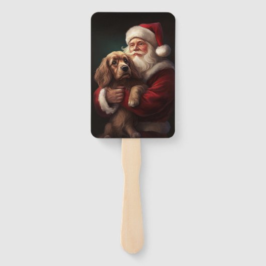 Cocker Spaniel Met Sinterklaas Feestelijke Kerstmi Handwaaier (Achterkant)