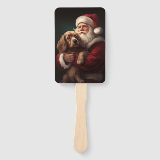 Cocker Spaniel Met Sinterklaas Feestelijke Kerstmi Handwaaier (Voorkant)