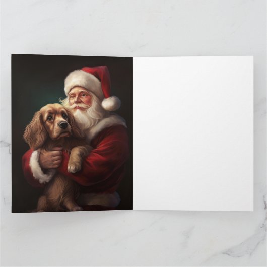 Cocker Spaniel Met Sinterklaas Feestelijke Kerstmi Kaart (Binnen)