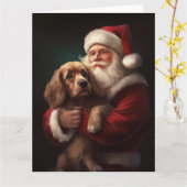 Cocker Spaniel Met Sinterklaas Feestelijke Kerstmi Kaart (Gele Bloem)