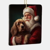 Cocker Spaniel Met Sinterklaas Feestelijke Kerstmi Keramisch Ornament (Rechts)
