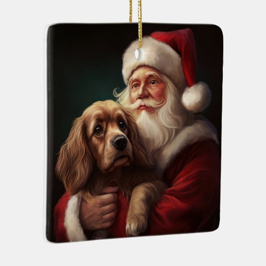 Cocker Spaniel Met Sinterklaas Feestelijke Kerstmi Keramisch Ornament (Rechts)