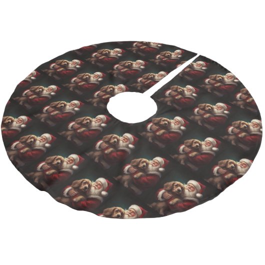 Cocker Spaniel Met Sinterklaas Feestelijke Kerstmi Kerstboom Rok (Gekanteld)